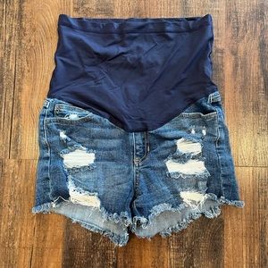Pink blush maternity shorts